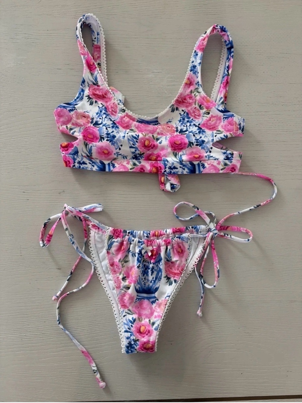 Haute swimwear women’s bikini Floral cheeky tie-Side Women's Bikini Set S/M